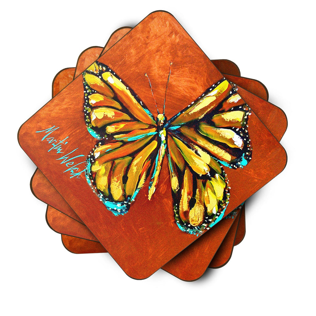 Monarch Butterfly Foam Coasters Set of 4 Cup Coasters for Indoor Outdoor, Tabletop Protection, Anti Slip, Mouse pad Material