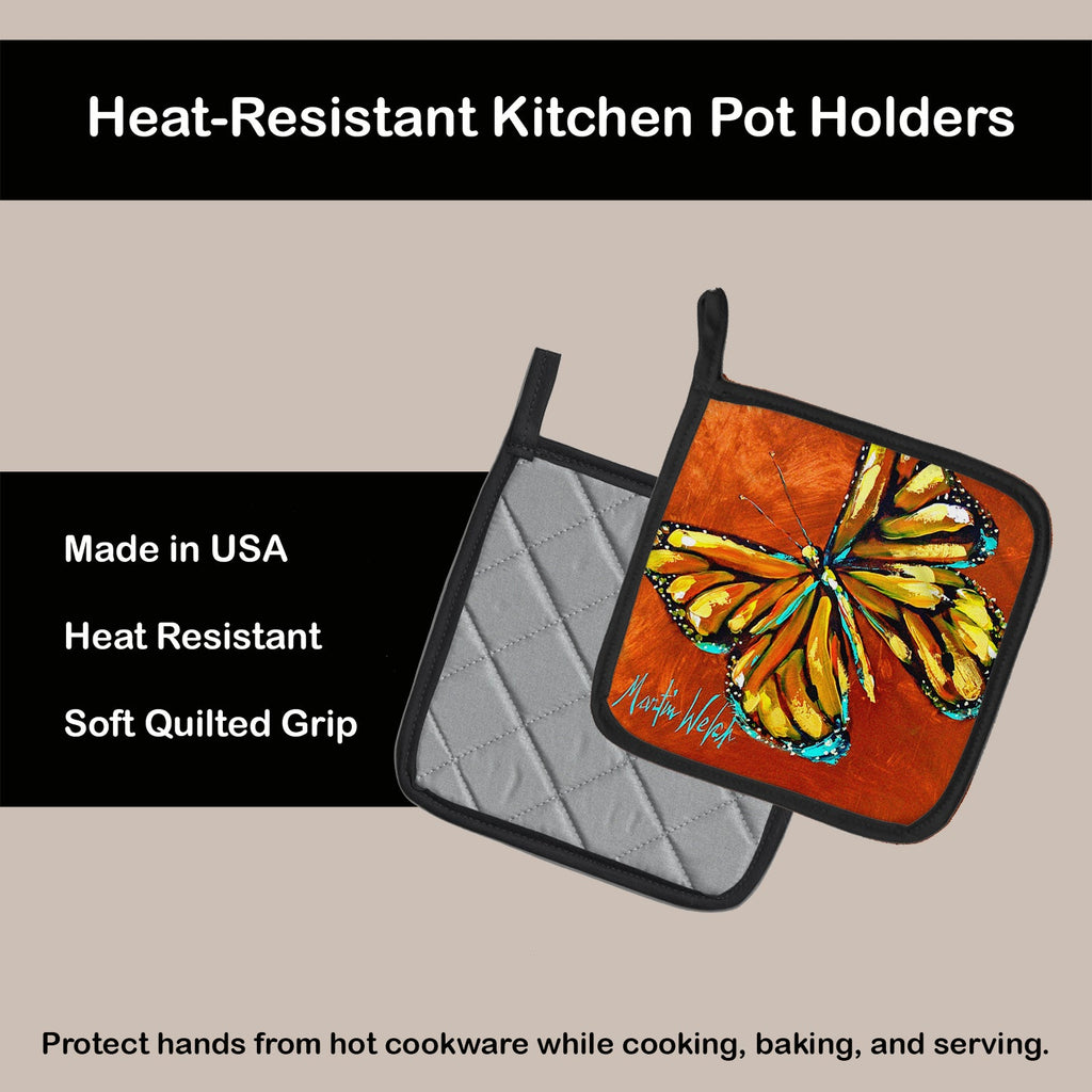 Monarch Butterfly Pot Holder Set of 2 Heat Resistant Quilted Hot Pads 7.5 x 7.5 Inch, Insulated Kitchen Trivets for Cooking & Baking