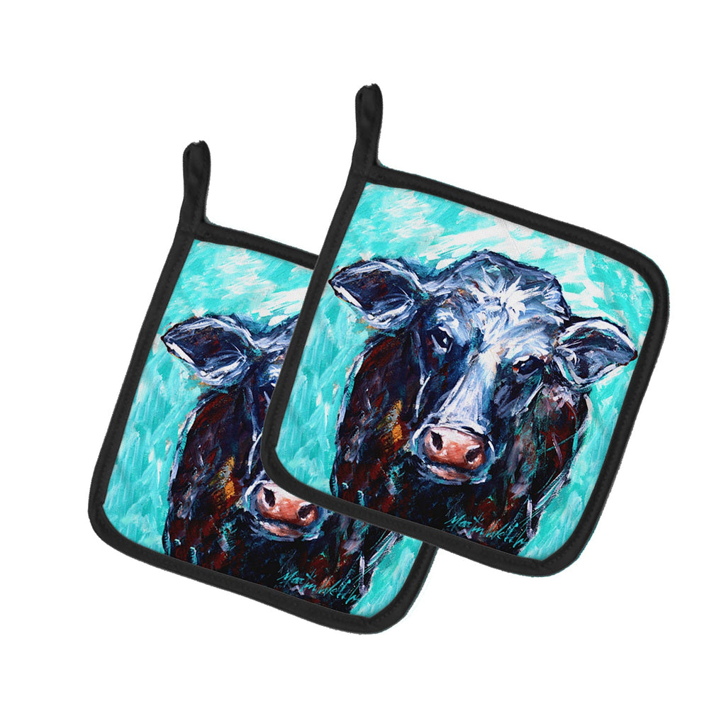 Moo Cow Pot Holder Set of 2 Heat Resistant Quilted Hot Pads 7.5 x 7.5 Inch, Insulated Kitchen Trivets for Cooking & Baking