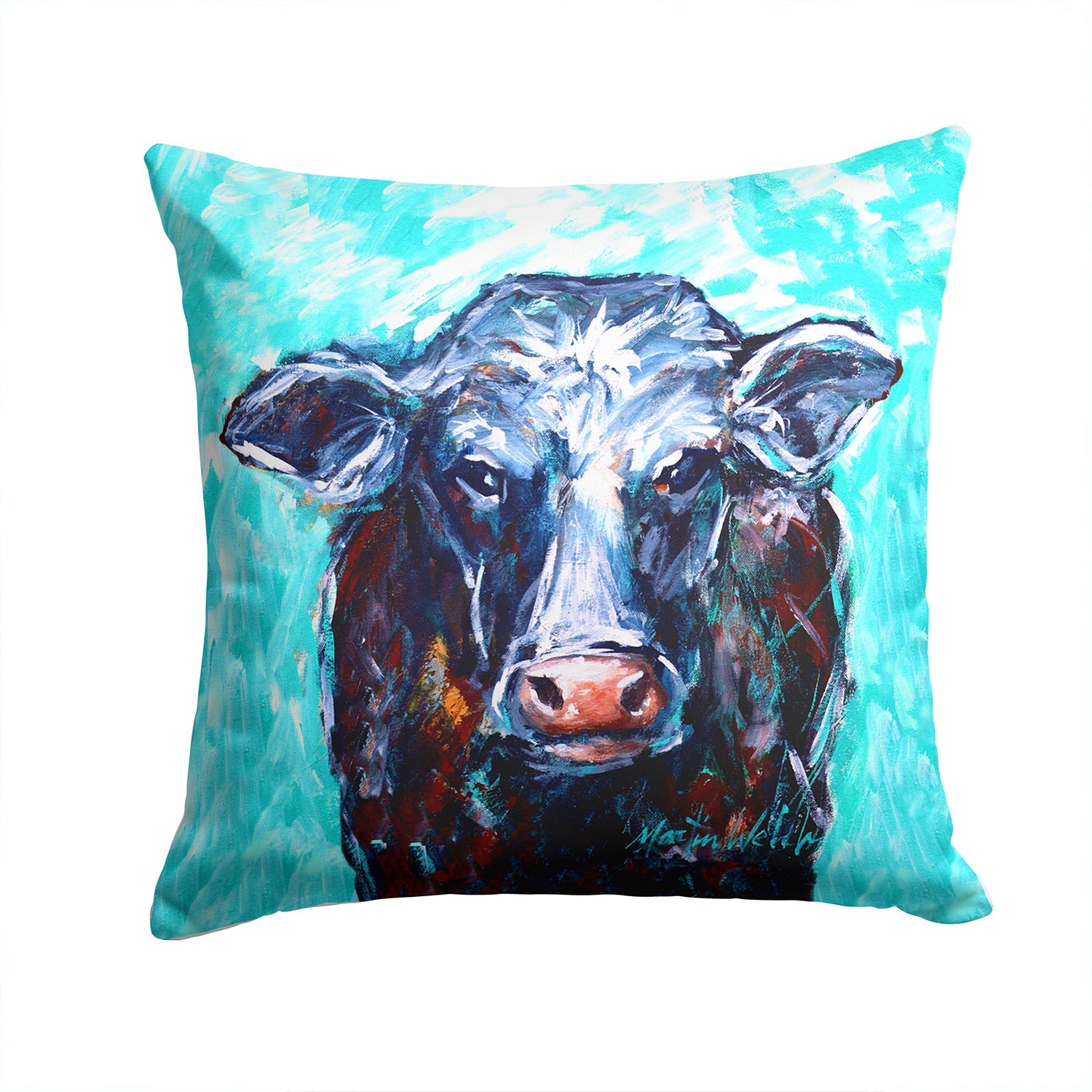 Moo Cow Decorative Throw Pillow 14x14 Indoor Outdoor Accent Cushion, Fabric Cover with Insert for Sofa, Bed, Porch & Living Room