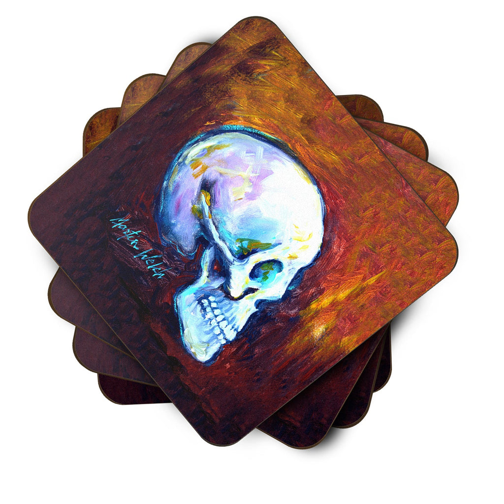 Skeleton My Best Side Foam Coasters Set of 4 Cup Coasters for Indoor Outdoor, Tabletop Protection, Anti Slip, Mouse pad Material