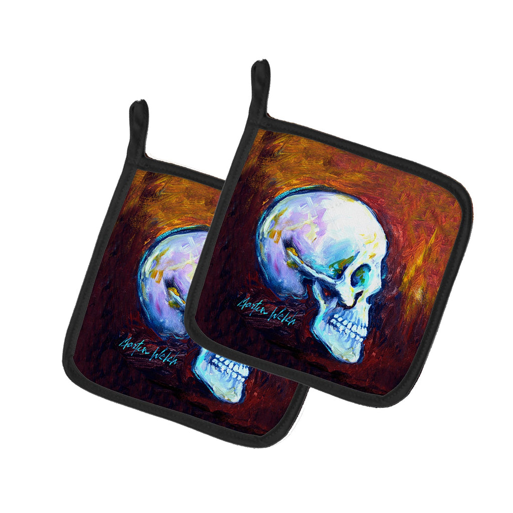 Skeleton My Best Side Pot Holder Set of 2 Heat Resistant Quilted Hot Pads 7.5 x 7.5 Inch, Insulated Kitchen Trivets for Cooking & Baking