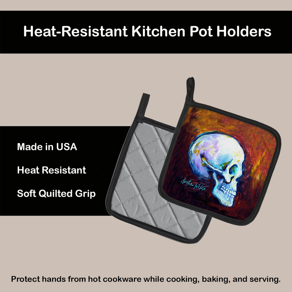 Skeleton My Best Side Pot Holder Set of 2 Heat Resistant Quilted Hot Pads 7.5 x 7.5 Inch, Insulated Kitchen Trivets for Cooking & Baking
