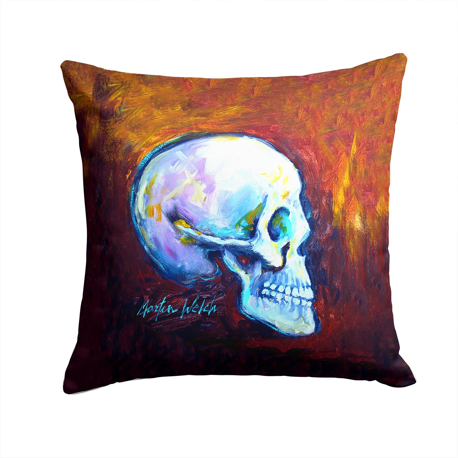 Skeleton My Best Side Decorative Throw Pillow 14x14 Indoor Outdoor Accent Cushion, Fabric Cover with Insert for Sofa, Bed, Porch & Living Room