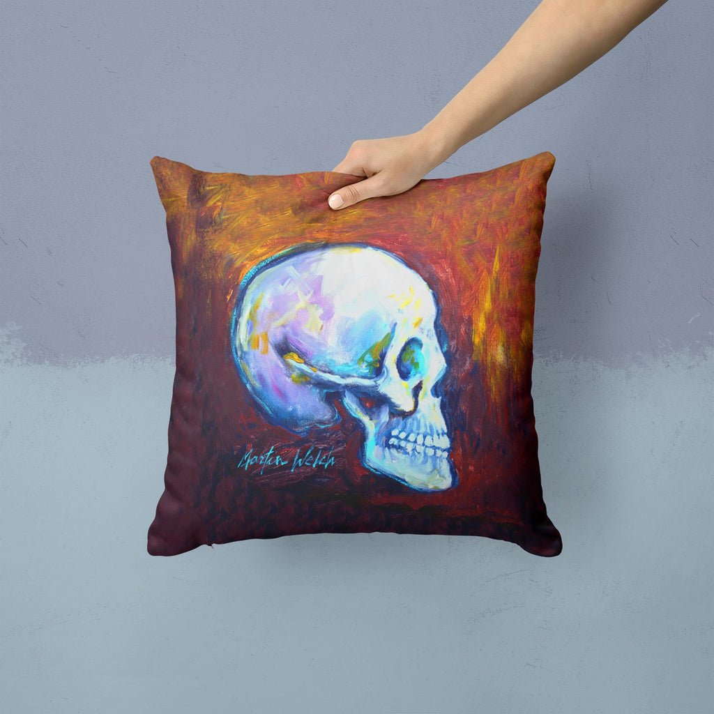 Skeleton My Best Side Decorative Throw Pillow 14x14 Indoor Outdoor Accent Cushion, Fabric Cover with Insert for Sofa, Bed, Porch & Living Room