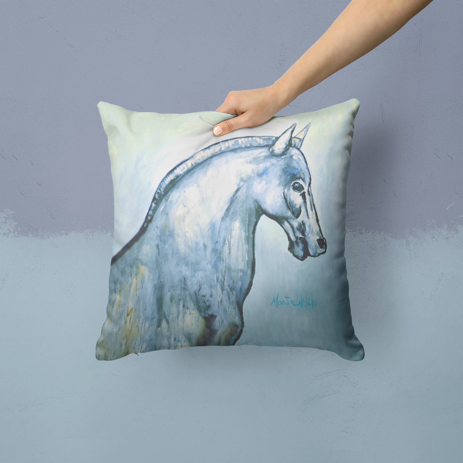Noble Horse Decorative Throw Pillow 14x14 Indoor Outdoor Accent Cushion, Fabric Cover with Insert for Sofa, Bed, Porch & Living Room