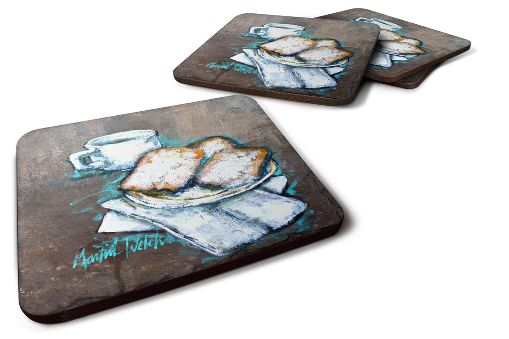 Beignets Piping Hot Foam Coasters Set of 4 Cup Coasters for Indoor Outdoor, Tabletop Protection, Anti Slip, Mouse pad Material