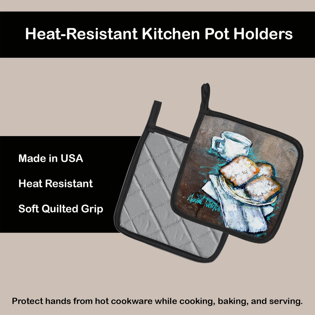 Beignets Piping Hot Pot Holder Set of 2 Heat Resistant Quilted Hot Pads 7.5 x 7.5 Inch, Insulated Kitchen Trivets for Cooking & Baking