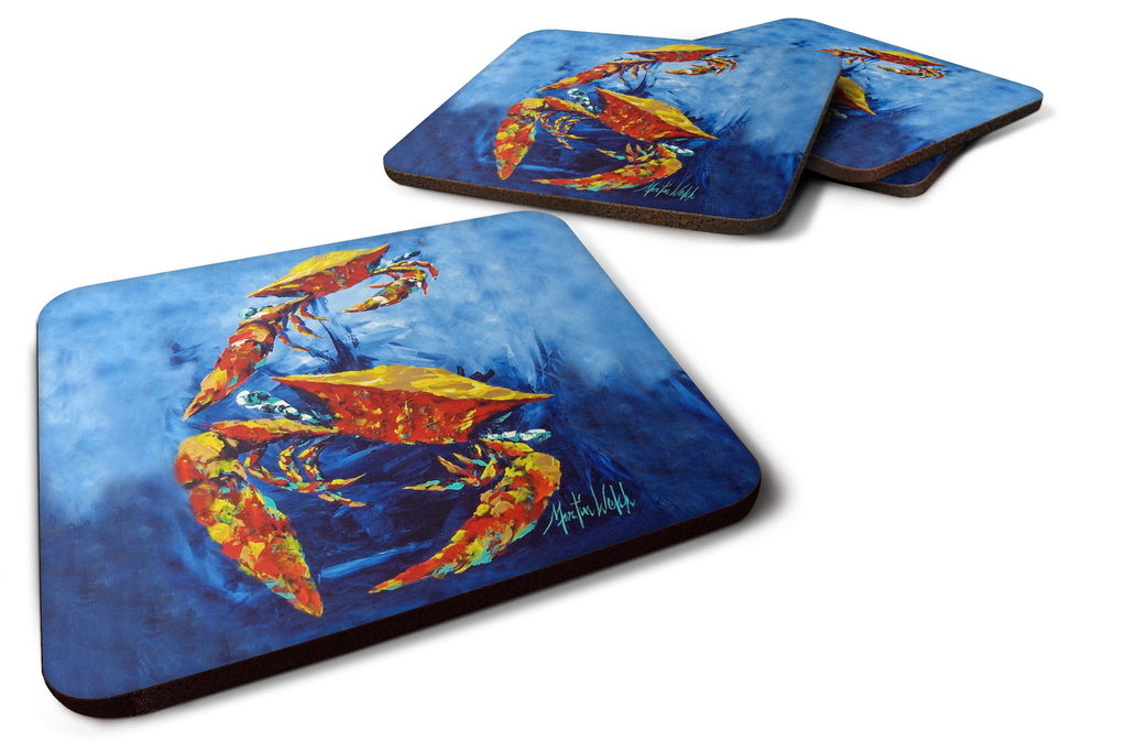 Crab Puddle O' Two Foam Coasters Set of 4 Cup Coasters for Indoor Outdoor, Tabletop Protection, Anti Slip, Mouse pad Material