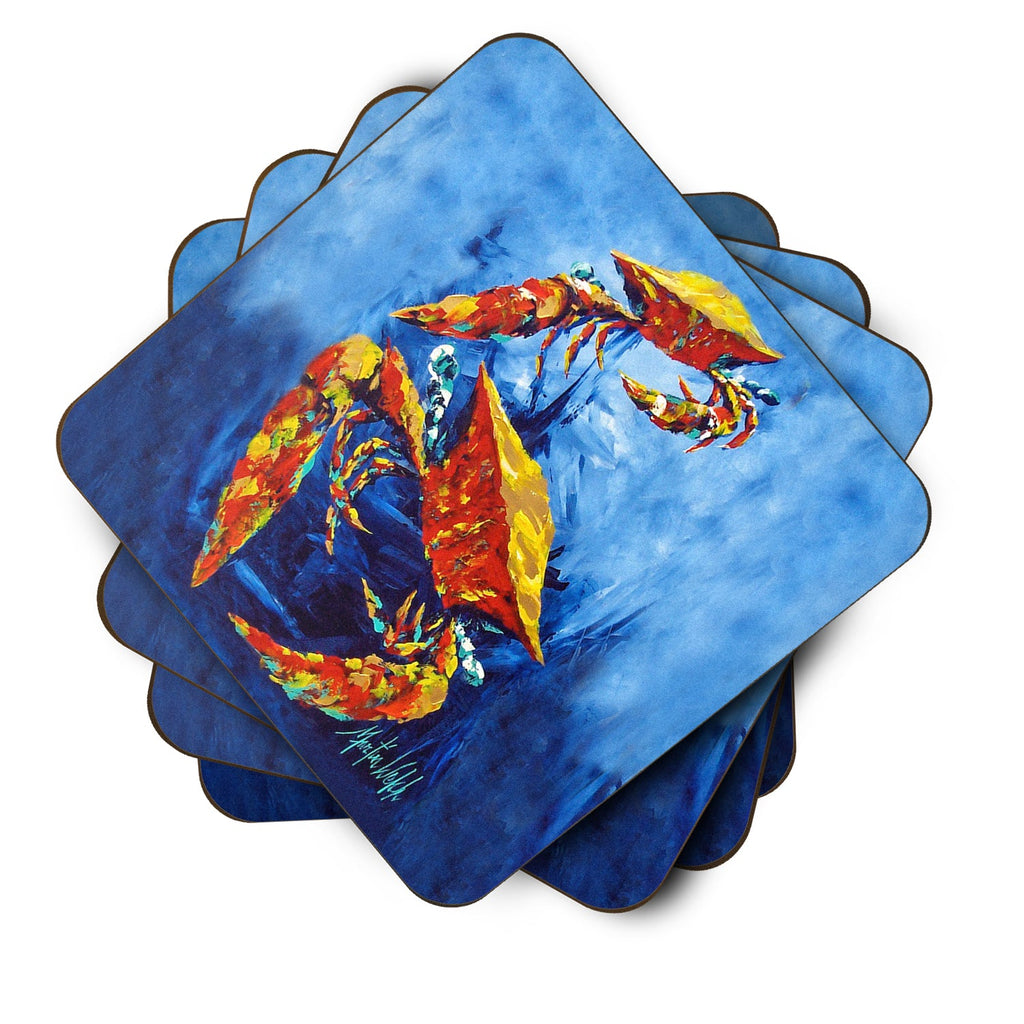 Crab Puddle O' Two Foam Coasters Set of 4 Cup Coasters for Indoor Outdoor, Tabletop Protection, Anti Slip, Mouse pad Material