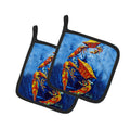 Crab Puddle O' Two Pot Holder Set of 2 Heat Resistant Quilted Hot Pads 7.5 x 7.5 Inch, Insulated Kitchen Trivets for Cooking & Baking