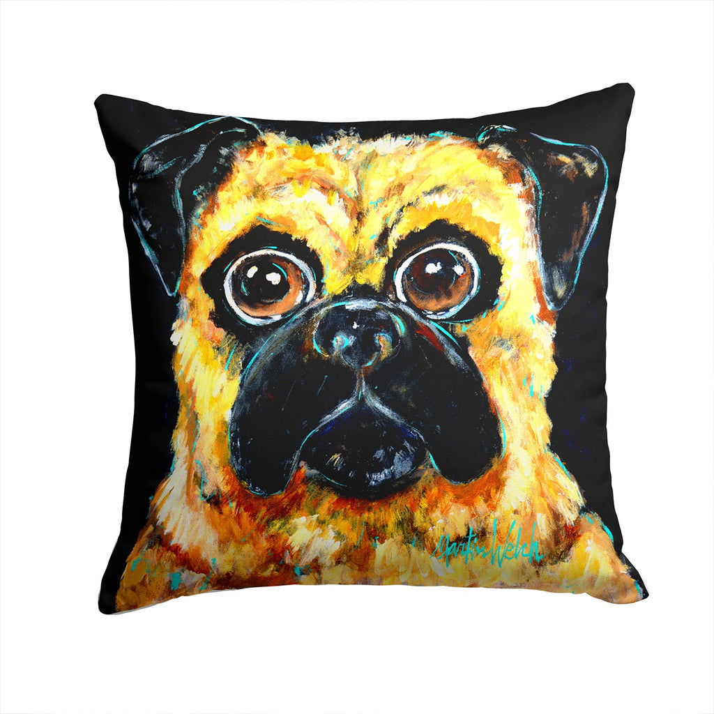 Pug It Out Decorative Throw Pillow 14x14 Indoor Outdoor Accent Cushion, Fabric Cover with Insert for Sofa, Bed, Porch & Living Room