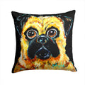 Pug It Out Decorative Throw Pillow 14x14 Indoor Outdoor Accent Cushion, Fabric Cover with Insert for Sofa, Bed, Porch & Living Room