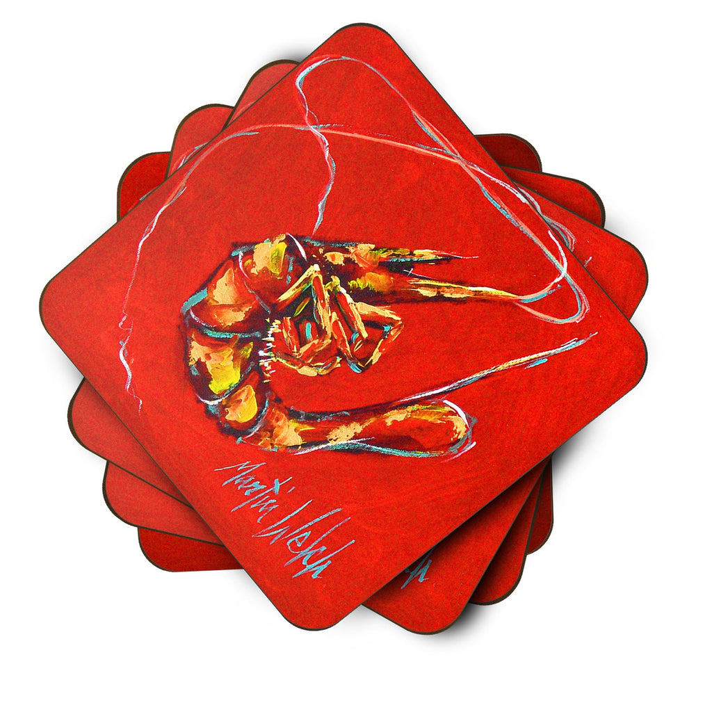 Red Shrimp Foam Coasters Set of 4 Cup Coasters for Indoor Outdoor, Tabletop Protection, Anti Slip, Mouse pad Material