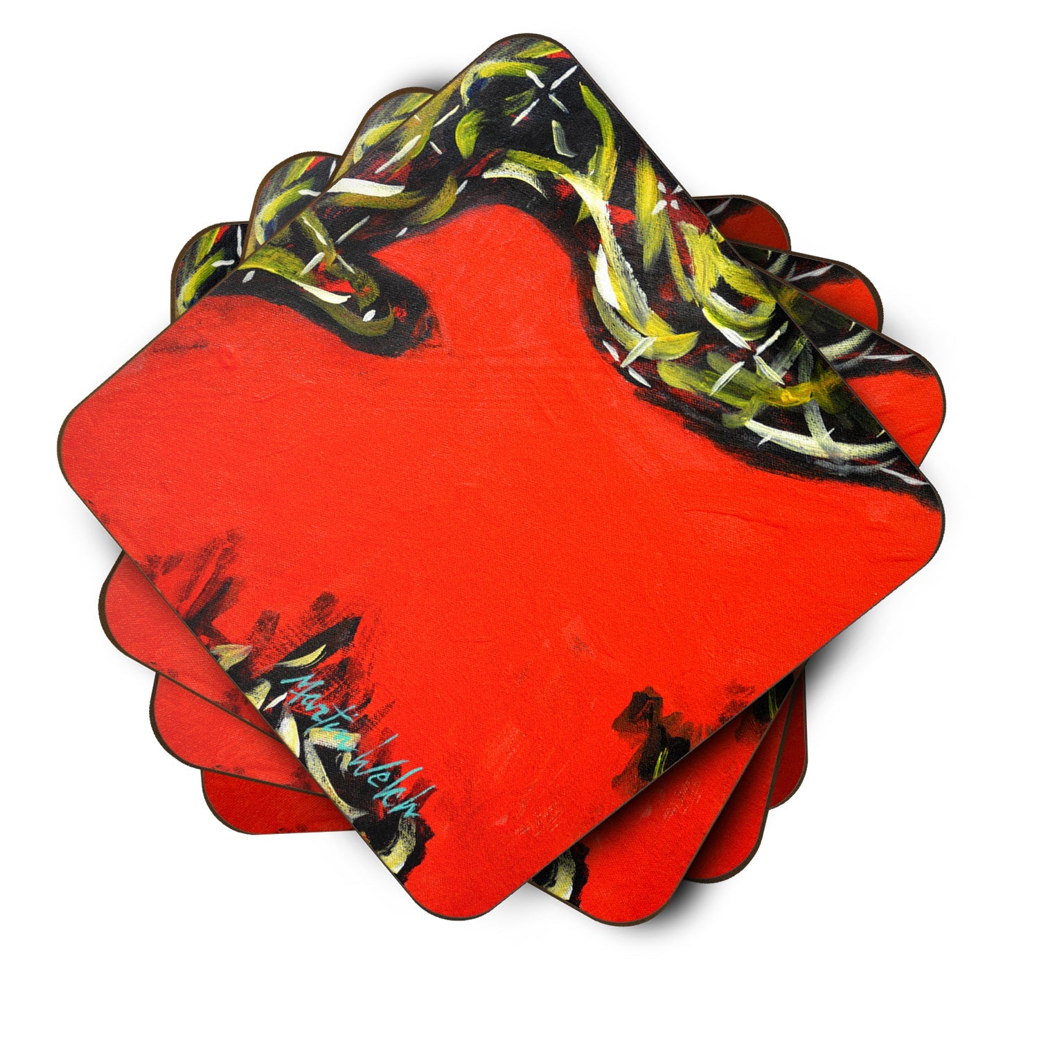 Scared Crow Foam Coasters Set of 4 Cup Coasters for Indoor Outdoor, Tabletop Protection, Anti Slip, Mouse pad Material