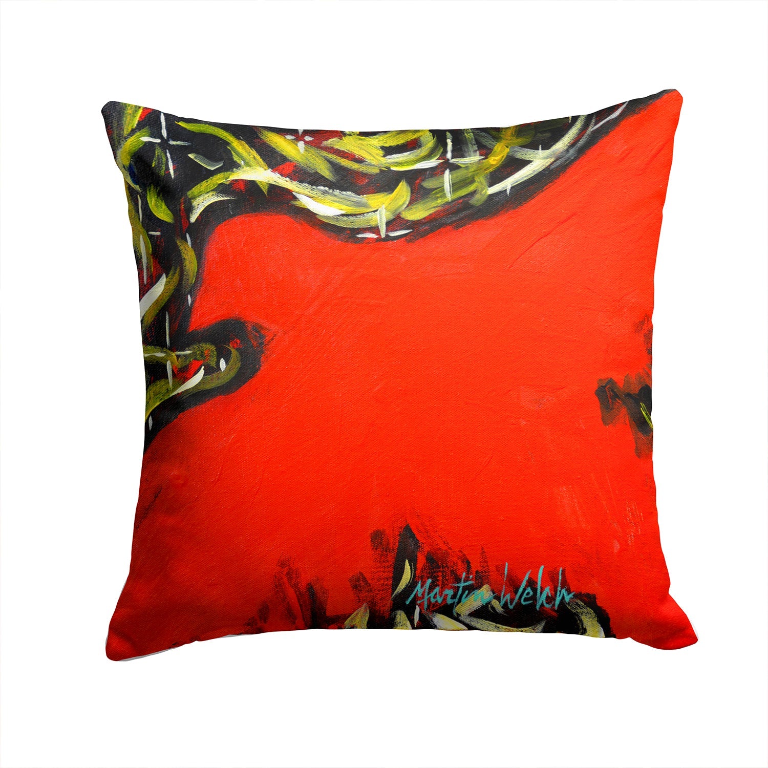 Scared Crow Decorative Throw Pillow 14x14 Indoor Outdoor Accent Cushion, Fabric Cover with Insert for Sofa, Bed, Porch & Living Room
