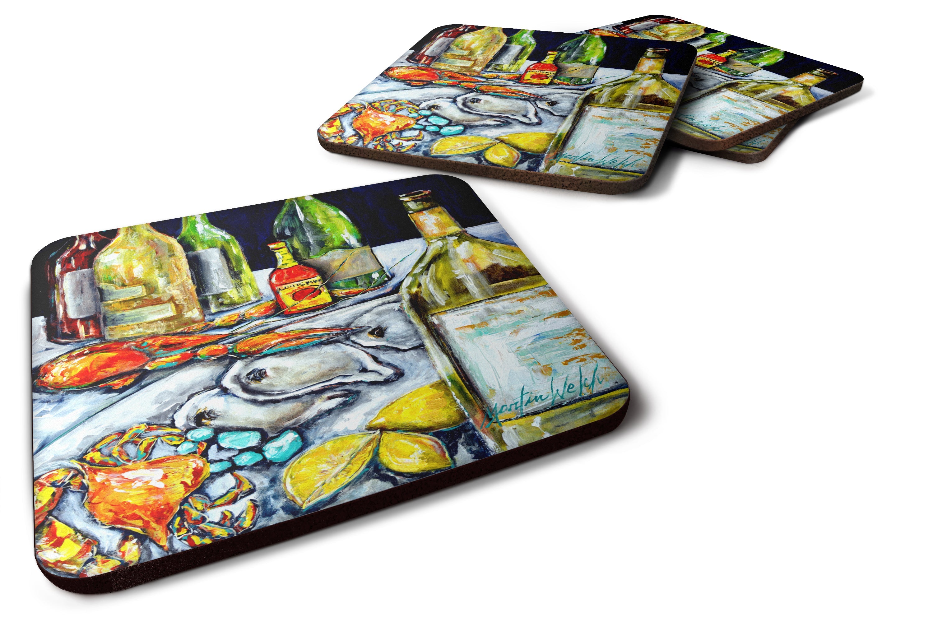 Sit a Spell Foam Coasters Set of 4 Cup Coasters for Indoor Outdoor, Tabletop Protection, Anti Slip, Mouse pad Material