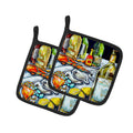 Sit a Spell Pot Holder Set of 2 Heat Resistant Quilted Hot Pads 7.5 x 7.5 Inch, Insulated Kitchen Trivets for Cooking & Baking
