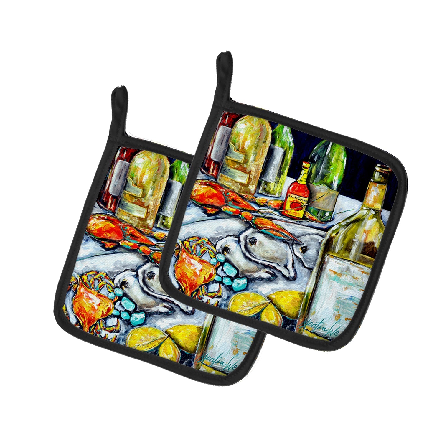 Sit a Spell Pot Holder Set of 2 Heat Resistant Quilted Hot Pads 7.5 x 7.5 Inch, Insulated Kitchen Trivets for Cooking & Baking