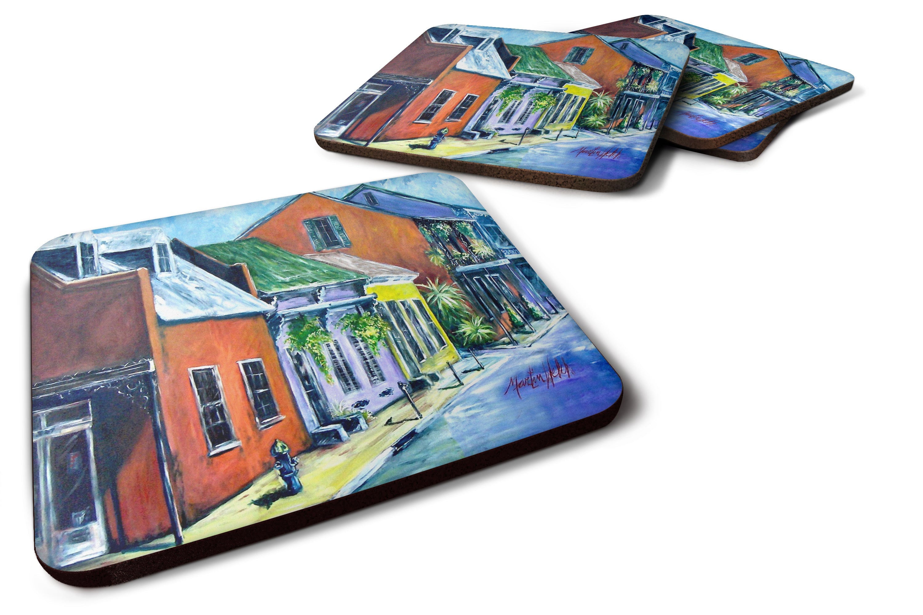 Somewhere Close Houses Foam Coasters Set of 4 Cup Coasters for Indoor Outdoor, Tabletop Protection, Anti Slip, Mouse pad Material