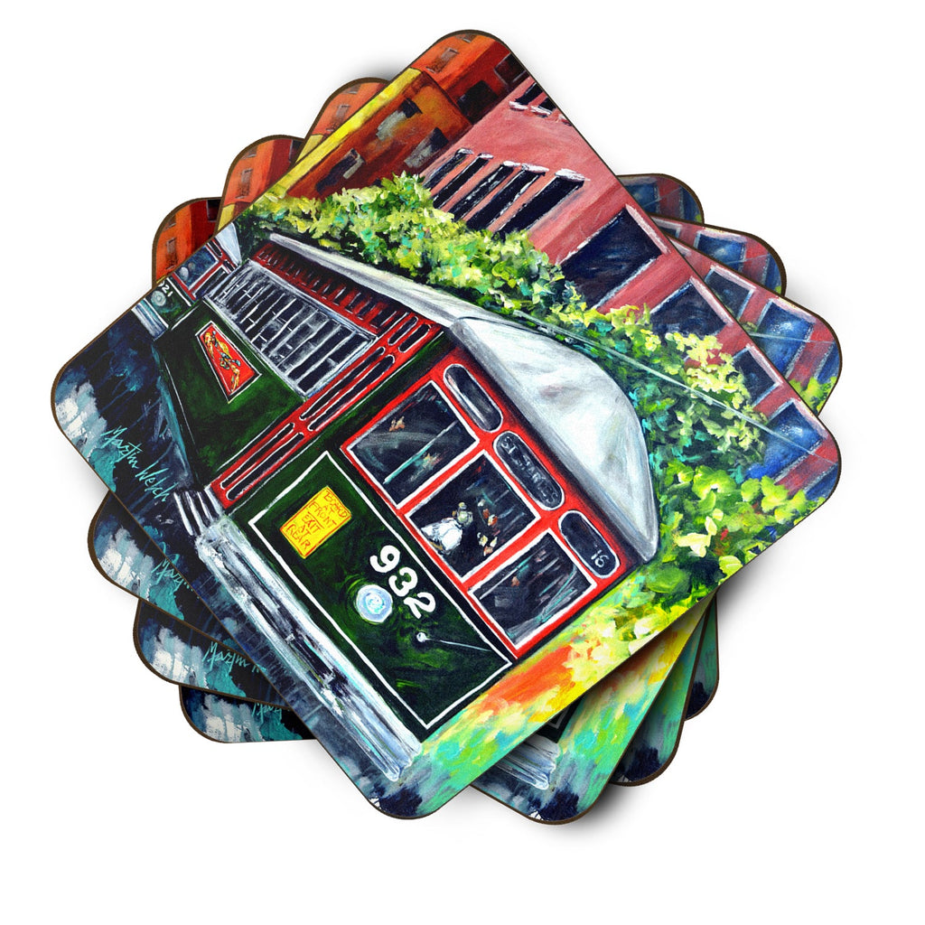 Streetcar St. Charles #2 Foam Coasters Set of 4 Cup Coasters for Indoor Outdoor, Tabletop Protection, Anti Slip, Mouse pad Material
