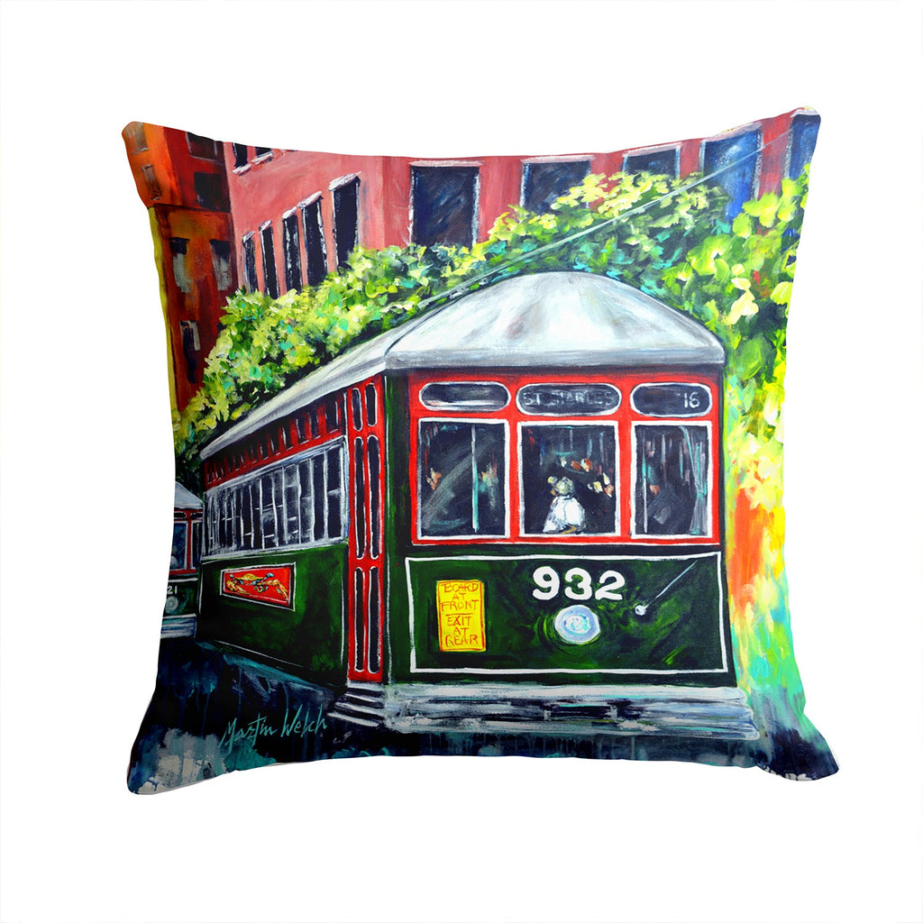 Streetcar St. Charles #2 Decorative Throw Pillow 14x14 Indoor Outdoor Accent Cushion, Fabric Cover with Insert for Sofa, Bed, Porch & Living Room