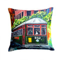 Streetcar St. Charles #2 Decorative Throw Pillow 14x14 Indoor Outdoor Accent Cushion, Fabric Cover with Insert for Sofa, Bed, Porch & Living Room