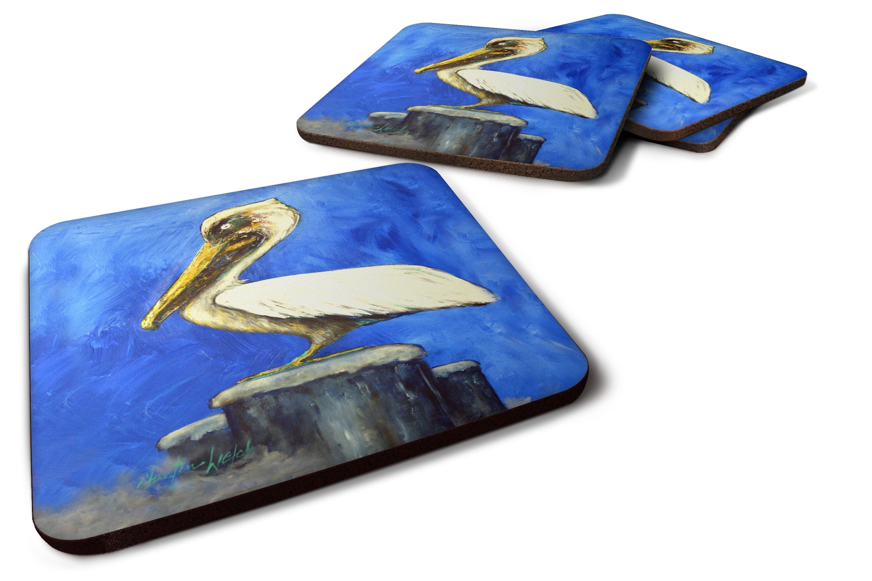 Pelican Texas Pete Foam Coasters Set of 4 Cup Coasters for Indoor Outdoor, Tabletop Protection, Anti Slip, Mouse pad Material