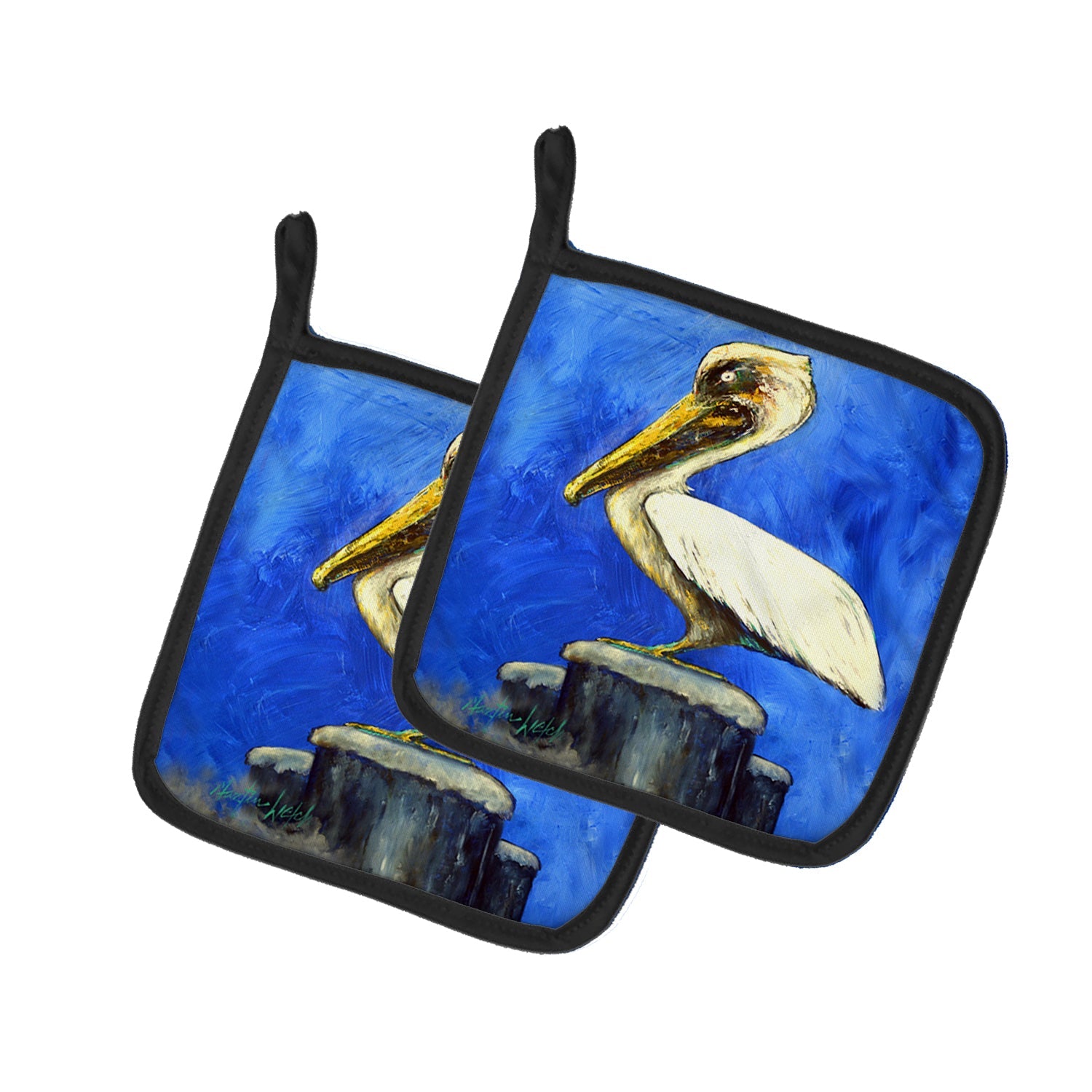Pelican Texas Pete Pot Holder Set of 2 Heat Resistant Quilted Hot Pads 7.5 x 7.5 Inch, Insulated Kitchen Trivets for Cooking & Baking