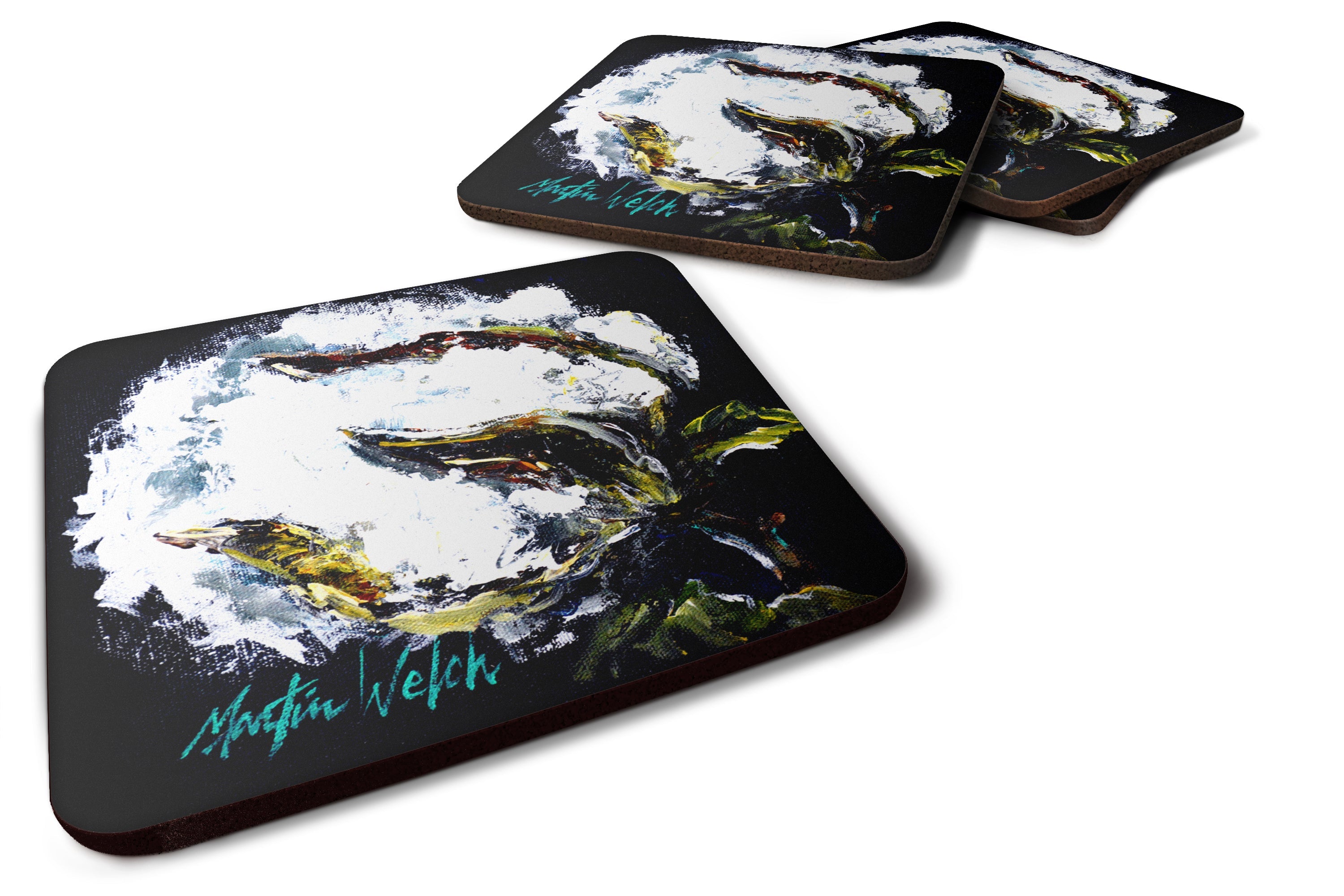 That Boll Cotton Foam Coasters Set of 4 Cup Coasters for Indoor Outdoor, Tabletop Protection, Anti Slip, Mouse pad Material