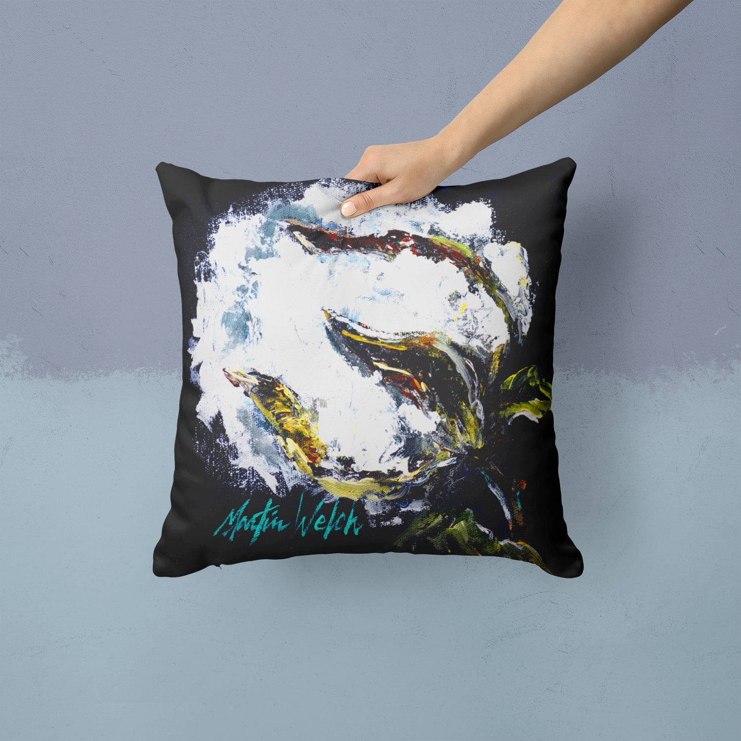 That Boll Cotton Decorative Throw Pillow 14x14 Indoor Outdoor Accent Cushion, Fabric Cover with Insert for Sofa, Bed, Porch & Living Room