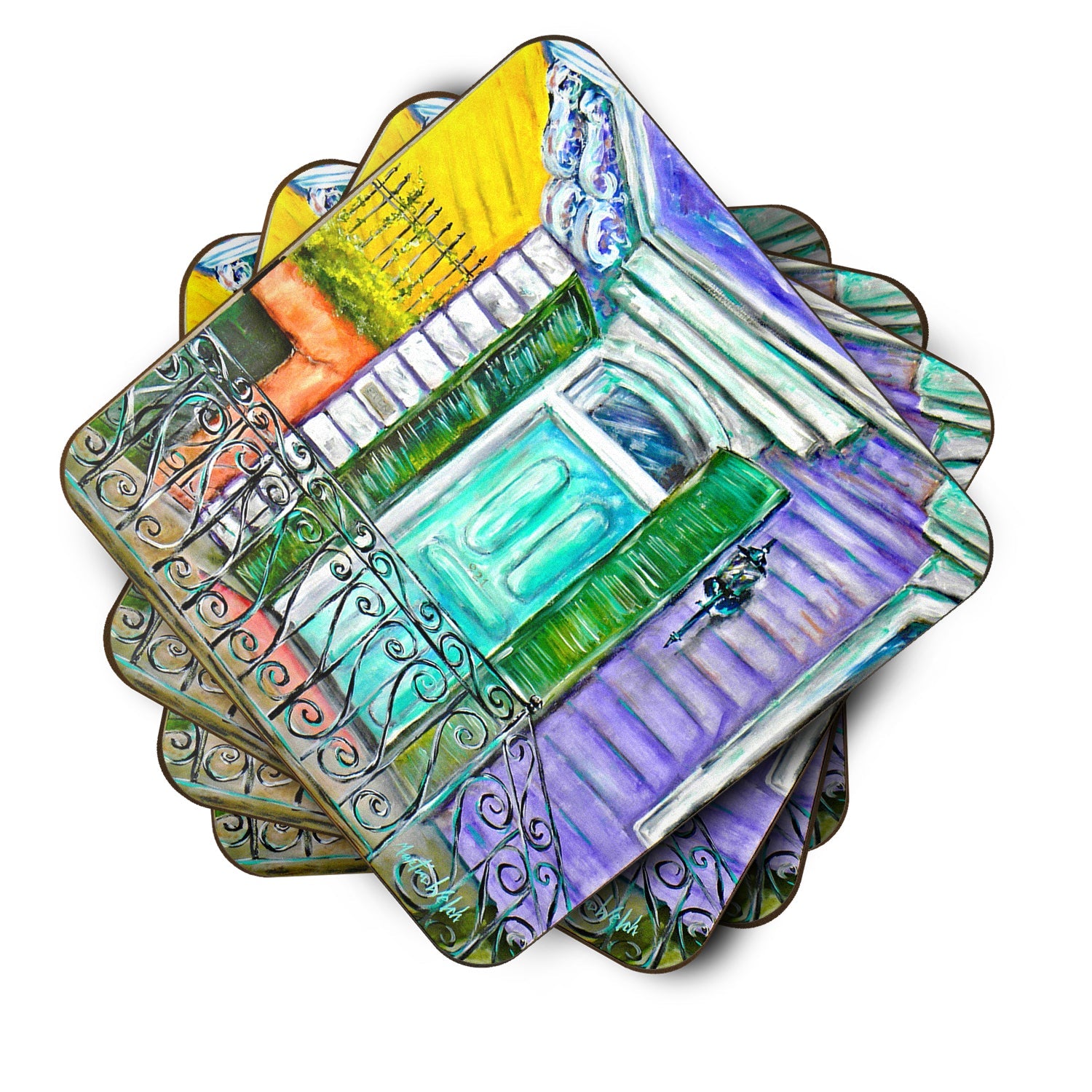 The House Next Door Foam Coasters Set of 4 Cup Coasters for Indoor Outdoor, Tabletop Protection, Anti Slip, Mouse pad Material