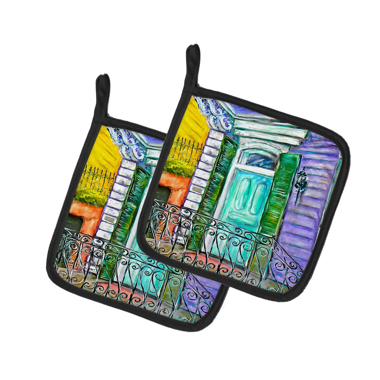 The House Next Door Pot Holder Set of 2 Heat Resistant Quilted Hot Pads 7.5 x 7.5 Inch, Insulated Kitchen Trivets for Cooking & Baking