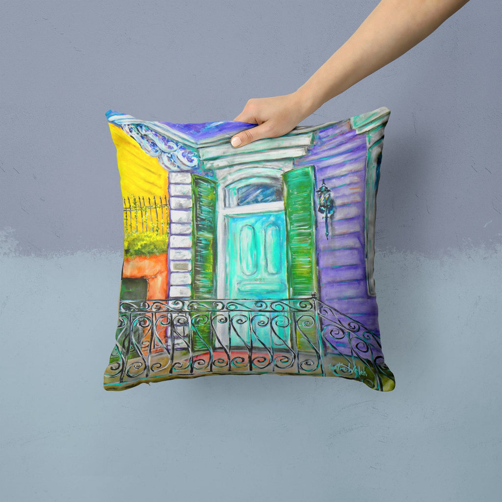 The House Next Door Decorative Throw Pillow 14x14 Indoor Outdoor Accent Cushion, Fabric Cover with Insert for Sofa, Bed, Porch & Living Room