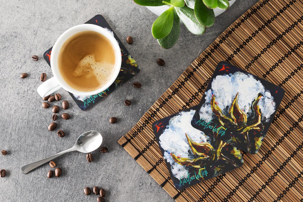 This Boll Cotton Foam Coasters Set of 4 Cup Coasters for Indoor Outdoor, Tabletop Protection, Anti Slip, Mouse pad Material