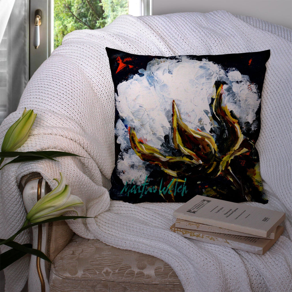 This Boll Cotton Decorative Throw Pillow 14x14 Indoor Outdoor Accent Cushion, Fabric Cover with Insert for Sofa, Bed, Porch & Living Room