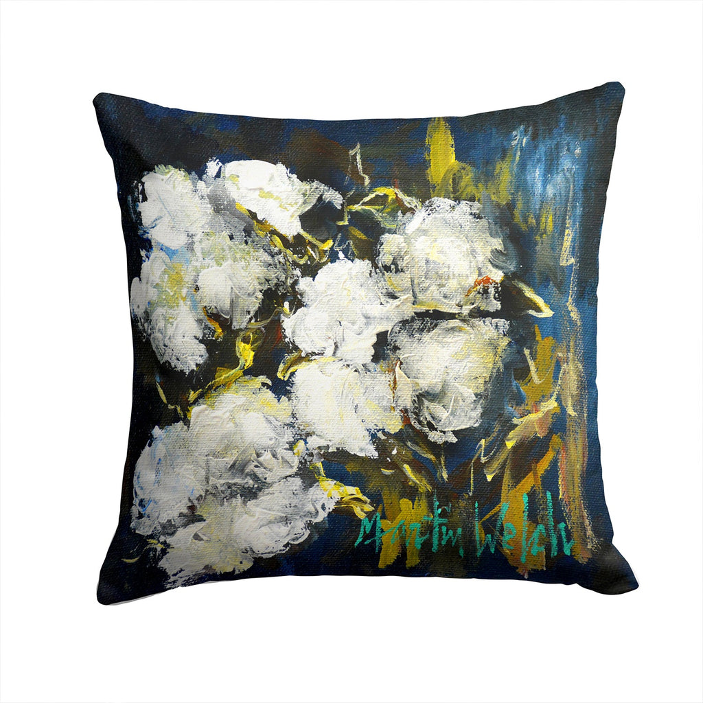 Three Boll Cotton Decorative Throw Pillow 14x14 Indoor Outdoor Accent Cushion, Fabric Cover with Insert for Sofa, Bed, Porch & Living Room