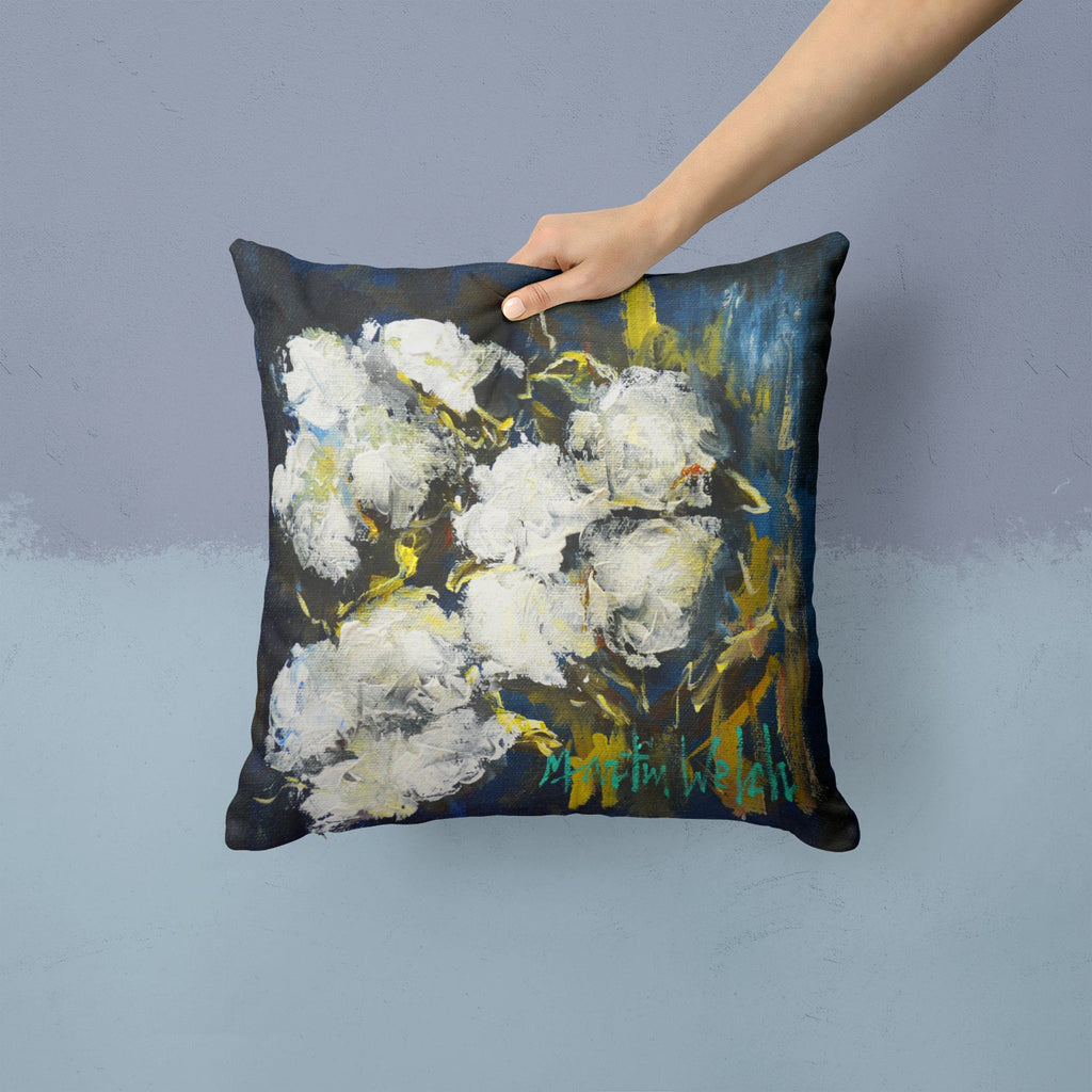 Three Boll Cotton Decorative Throw Pillow 14x14 Indoor Outdoor Accent Cushion, Fabric Cover with Insert for Sofa, Bed, Porch & Living Room