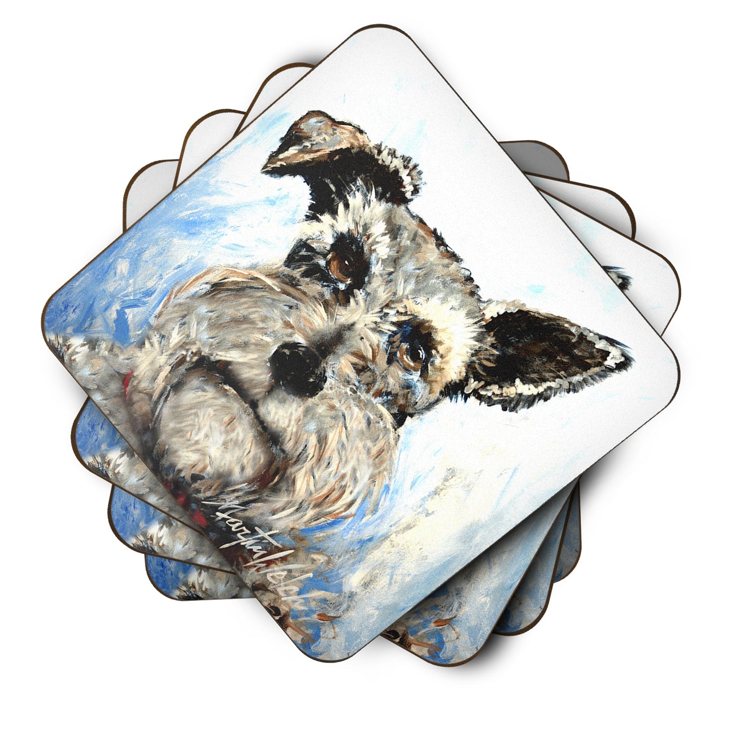 Schnauzer Whiter Beard Foam Coasters Set of 4 Cup Coasters for Indoor Outdoor, Tabletop Protection, Anti Slip, Mouse pad Material