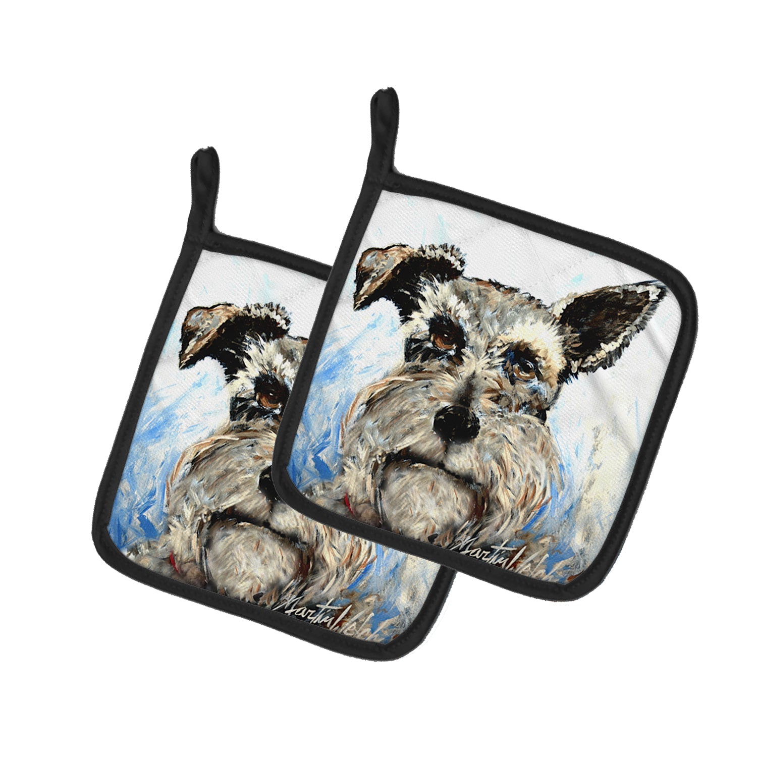 Schnauzer Whiter Beard Pot Holder Set of 2 Heat Resistant Quilted Hot Pads 7.5 x 7.5 Inch, Insulated Kitchen Trivets for Cooking & Baking