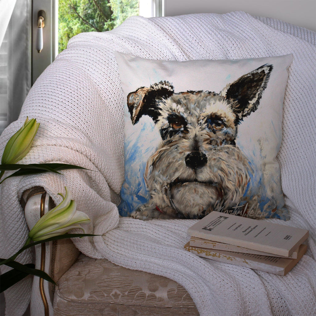 Schnauzer Whiter Beard Decorative Throw Pillow 14x14 Indoor Outdoor Accent Cushion, Fabric Cover with Insert for Sofa, Bed, Porch & Living Room