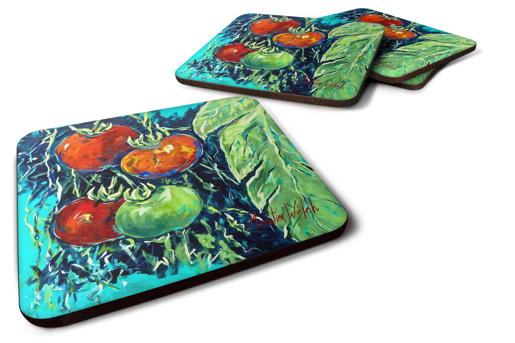 Tomatoe Tomato Foam Coasters Set of 4 Cup Coasters for Indoor Outdoor, Tabletop Protection, Anti Slip, Mouse pad Material