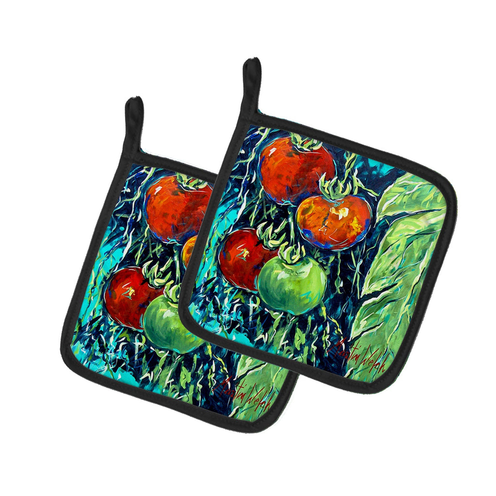 Tomatoe Tomato Pot Holder Set of 2 Heat Resistant Quilted Hot Pads 7.5 x 7.5 Inch, Insulated Kitchen Trivets for Cooking & Baking