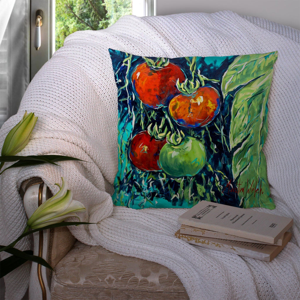 Tomatoe Tomato Decorative Throw Pillow 14x14 Indoor Outdoor Accent Cushion, Fabric Cover with Insert for Sofa, Bed, Porch & Living Room