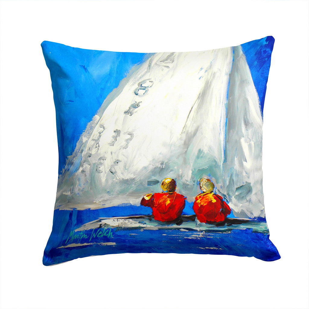 Sailboat Two's Company Decorative Throw Pillow 14x14 Indoor Outdoor Accent Cushion, Fabric Cover with Insert for Sofa, Bed, Porch & Living Room