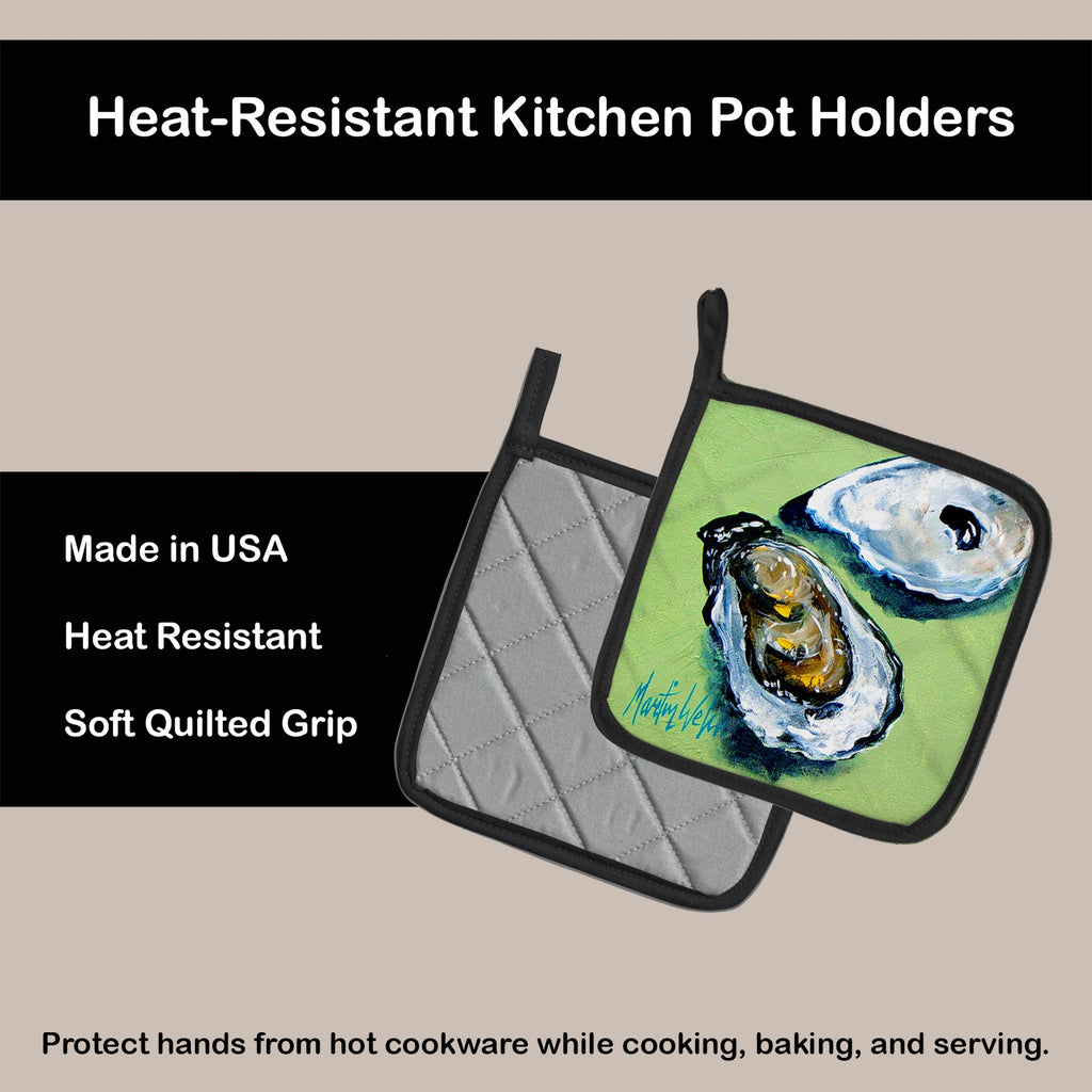 Two Shells Oyster Pot Holder Set of 2 Heat Resistant Quilted Hot Pads 7.5 x 7.5 Inch, Insulated Kitchen Trivets for Cooking & Baking