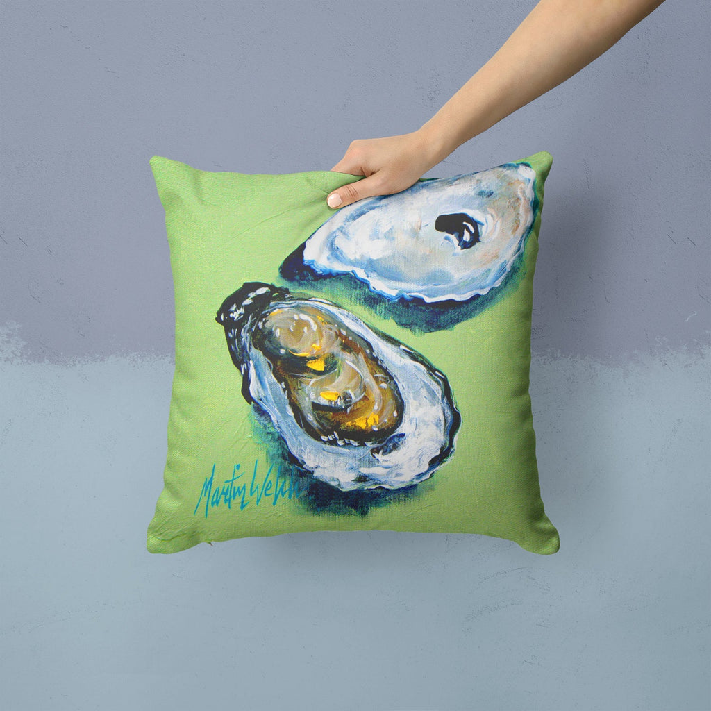 Two Shells Oyster Decorative Throw Pillow 14x14 Indoor Outdoor Accent Cushion, Fabric Cover with Insert for Sofa, Bed, Porch & Living Room