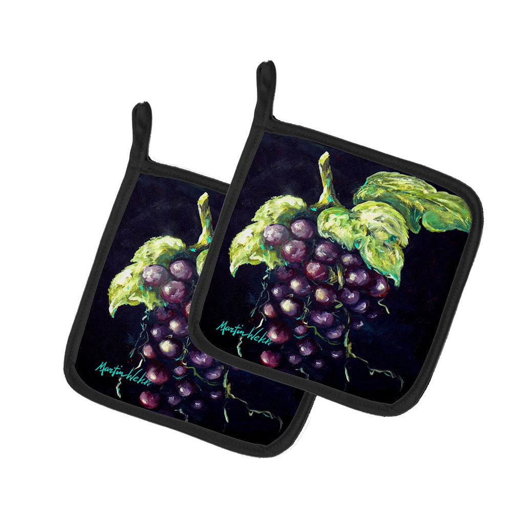 Martin's Grapes Pot Holder Set of 2 Heat Resistant Quilted Hot Pads 7.5 x 7.5 Inch, Insulated Kitchen Trivets for Cooking & Baking
