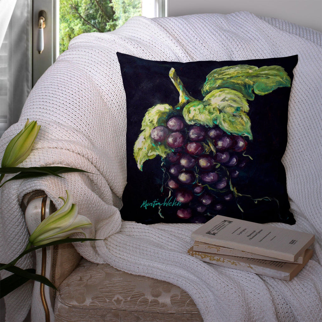 Martin's Grapes Decorative Throw Pillow 14x14 Indoor Outdoor Accent Cushion, Fabric Cover with Insert for Sofa, Bed, Porch & Living Room