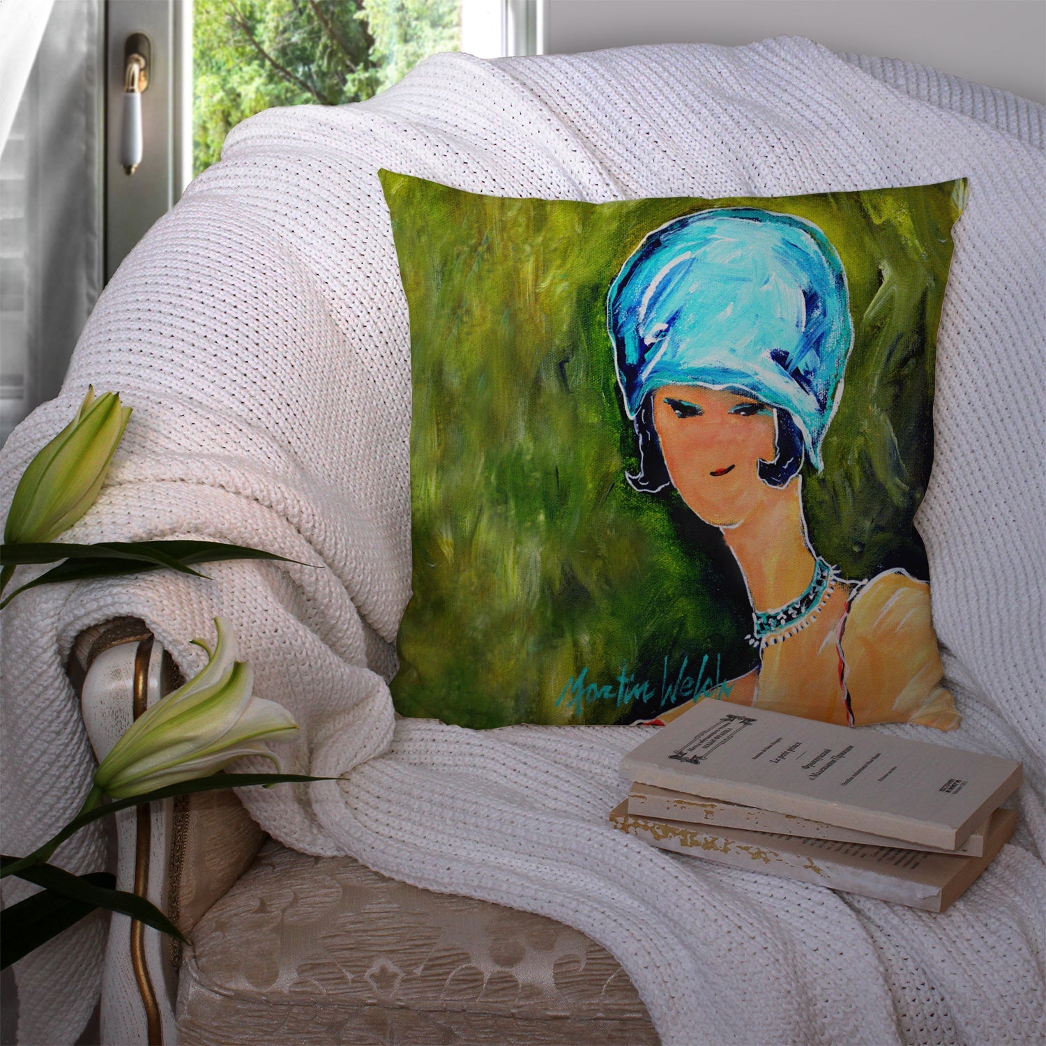 Young Voncile Still in High School Decorative Throw Pillow 14x14 Indoor Outdoor Accent Cushion, Fabric Cover with Insert for Sofa, Bed, Porch & Living Room